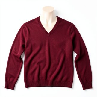 Merino Wool V-Neck Jumper — Burgundy