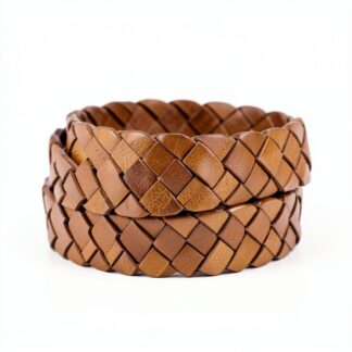 Woven Leather Belt — Tan