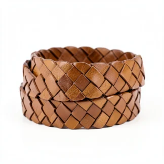 Woven Leather Belt — Tan