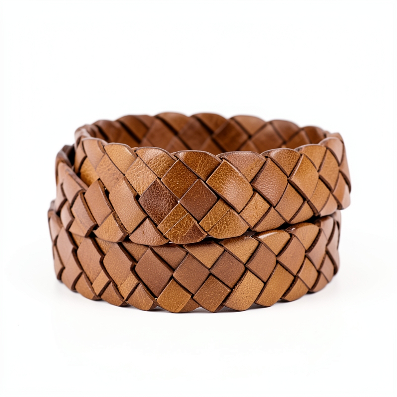 Woven Leather Belt β Tan